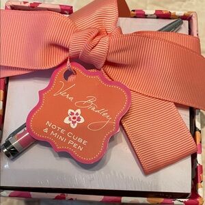 Vera Bradley Pink and Orange Note Cube with Pen